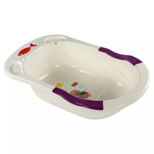 LuvLap Bathtub Baby & Kitty Print White Purple