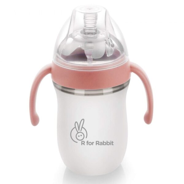 R For Rabbit – First Feed Silicon 260 ml Silicon Feeding Bottle (Pink)