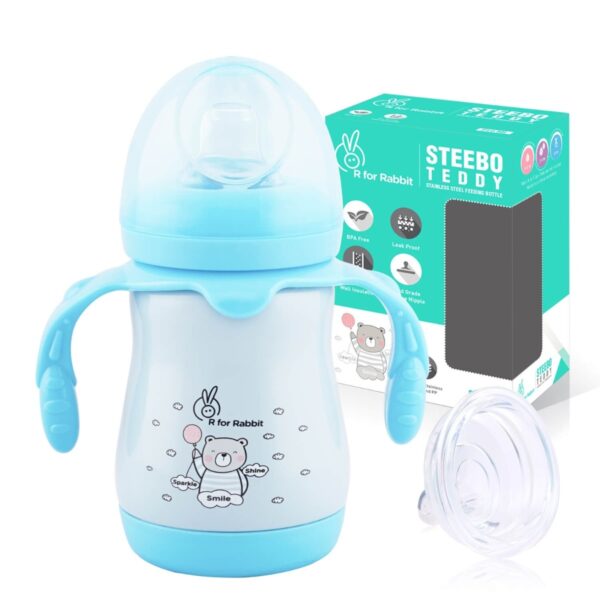 R For Rabbit – Steebo Teddy SS Feeding Bottle 210 ML (Blue)