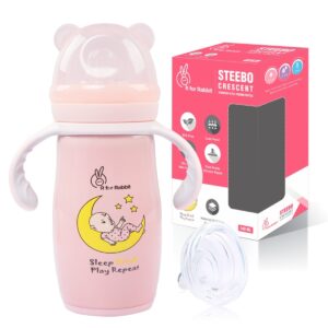 R For Rabbit – Steebo Crecent SS Feeding Bottle 240 ML (Pink)
