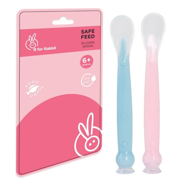 R For Rabbit – Safe Feed Silicon Spoon (Blue-Pink)