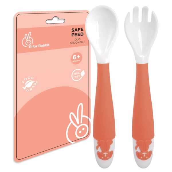 R For Rabbit – Safe Feed Duo Spoon Set (Orange)