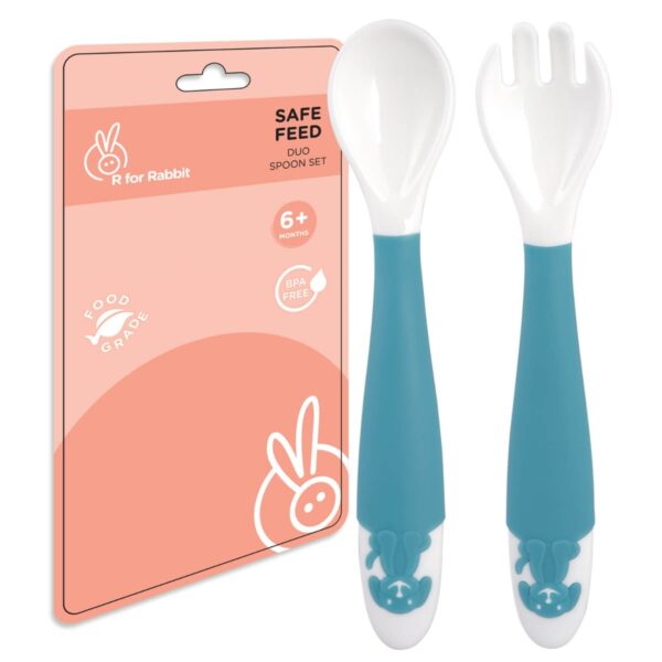 R For Rabbit – Safe Feed Duo Spoon Set (Blue)