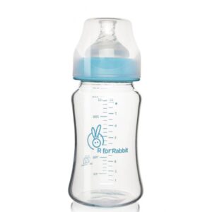 R For Rabbit – Glass Feeding Bottle 250 ml (Lake Blue)