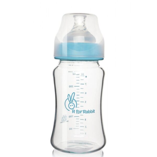 R For Rabbit – Glass Feeding Bottle 250 ml (Lake Blue)