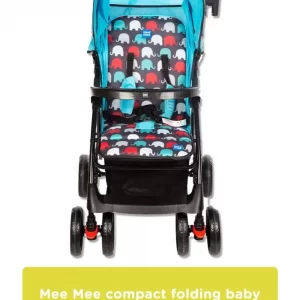 Mee Mee Compact Folding Baby Pram with Multiple Seating Position  (blue printed)