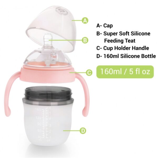 R For Rabbit – First Feed Silicon 160 ml Silicon Feeding Bottle(Pink) - Image 2