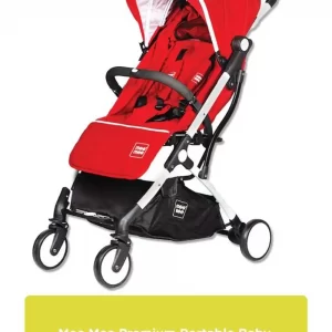 Mee Mee Premium Portable Baby Stroller Pram With Compact Tri-Folding (red printed)