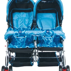 Mee Mee Comfortable Twin Baby Pram With 3 Seating Position (blue printed)