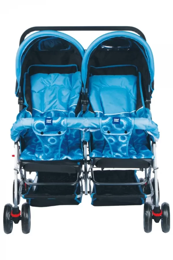 Mee Mee Comfortable Twin Baby Pram With 3 Seating Position (blue printed)