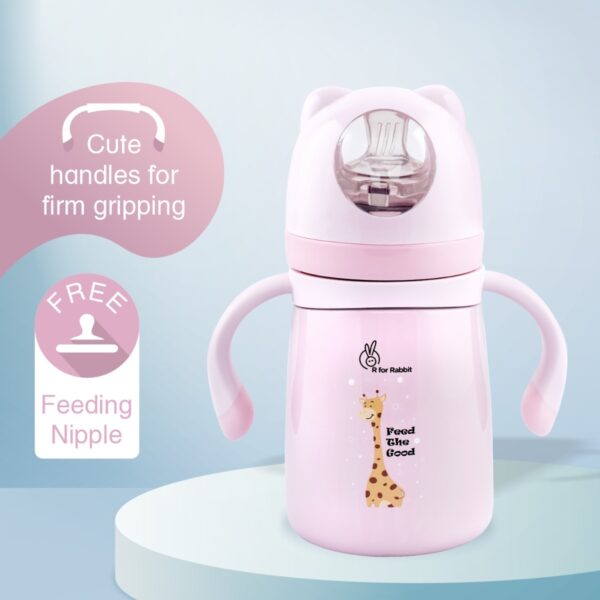 R For Rabbit –  Steebo Giffy SS Feeding Bottle 300 ML  (Pink) - Image 8