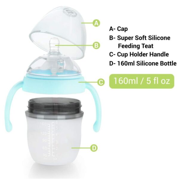 R For Rabbit – First Feed Silicon 160 ml Silicon Feeding Bottle (Blue) - Image 3