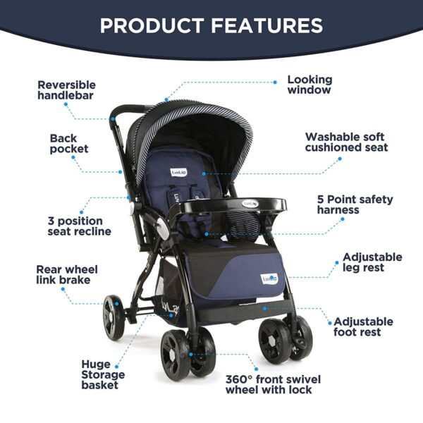 Hokey Pokey Lite Stroller  (Navy/Black) - Image 2