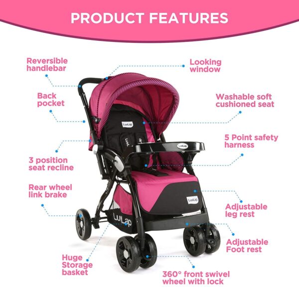 Hokey Pokey Lite Stroller  (Pink/Black) - Image 2