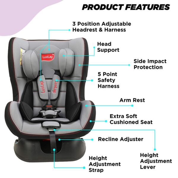 Sports Convertible Baby Car Seat (Grey/Black) - Image 2