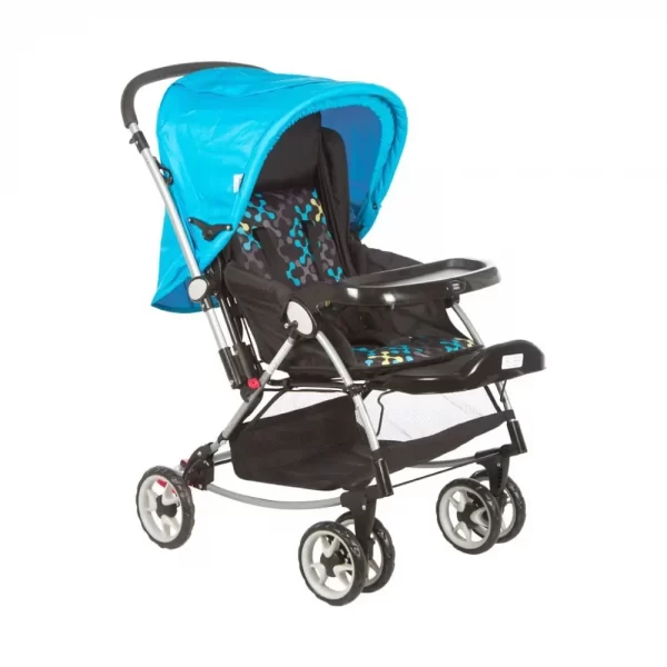 Mee Mee Baby Pram With Rocker And 3 Seating Positions  (blue printed) - Image 2