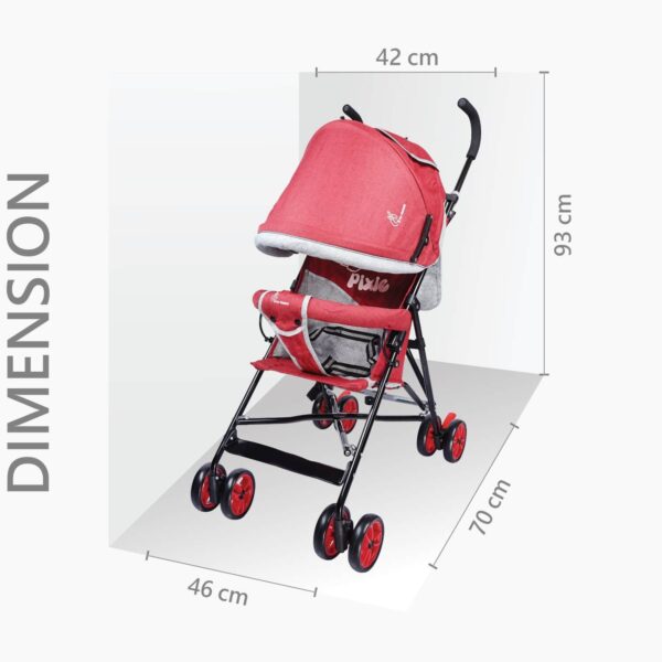 R For Rabbit – Pixie Buggy Stroller (Red Grey) - Image 3