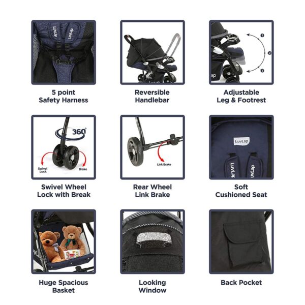 Hokey Pokey Lite Stroller  (Navy/Black) - Image 3