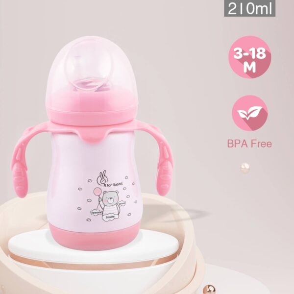 R For Rabbit – Steebo Teddy SS Feeding Bottle 210 ML  (Pink) - Image 4