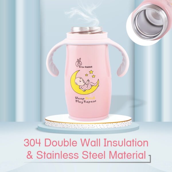 R For Rabbit – Steebo Crecent SS Feeding Bottle 240 ML (Pink) - Image 4