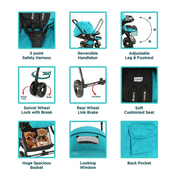 Hokey Pokey Lite Stroller (Green/Black) - Image 4