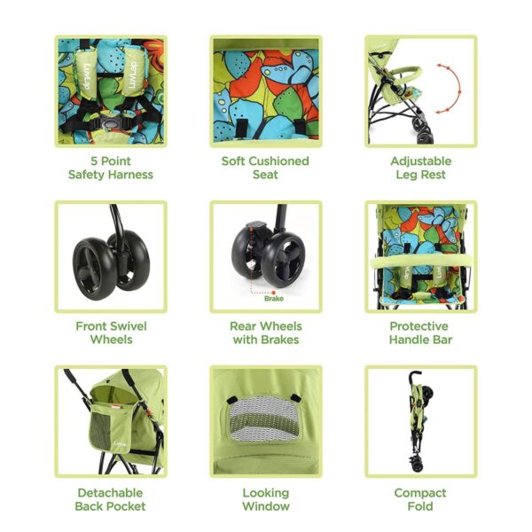 Tutti Frutti Baby Stroller Buggy (green) - Image 5