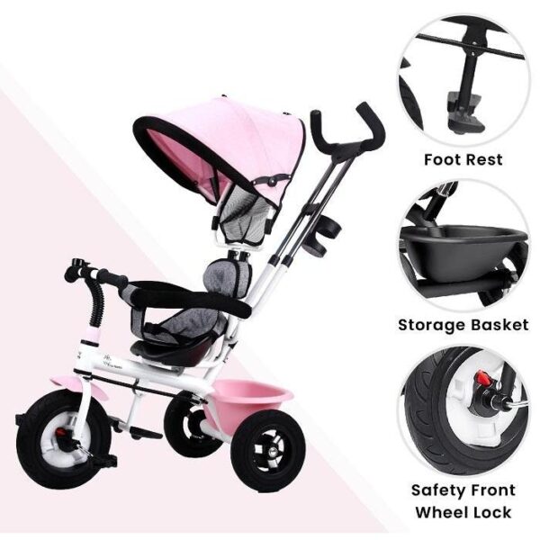 R For Rabbit – Tiny Toes Sportz Tricycle (Pink Grey) - Image 5
