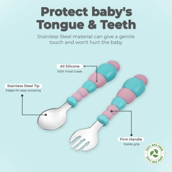 R For Rabbit – Safe Feed Stainless Steel Spoon (Blue) - Image 5