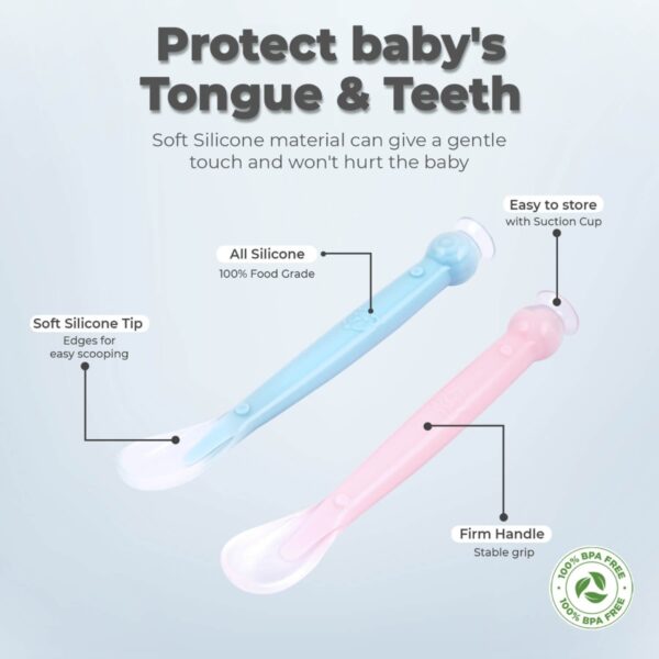 R For Rabbit – Safe Feed Silicon Spoon (Blue-Pink) - Image 5