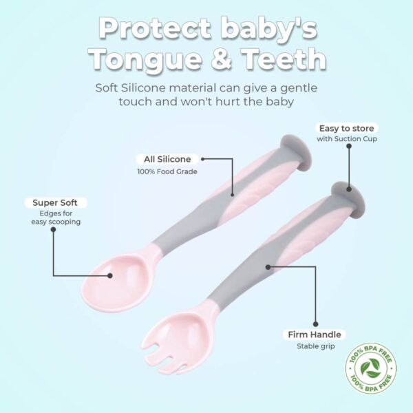 R For Rabbit – Safe Feed Flexi Spoon Set (Pink Grey) - Image 5