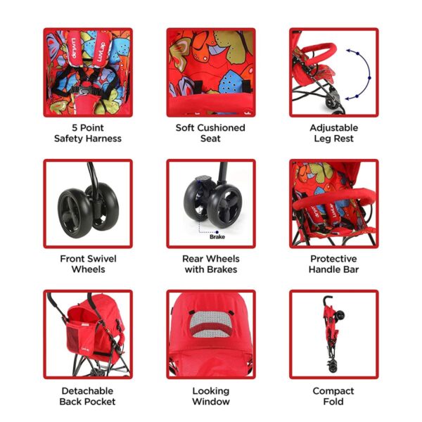 Tutti Frutti Baby Stroller Buggy (RED) - Image 5