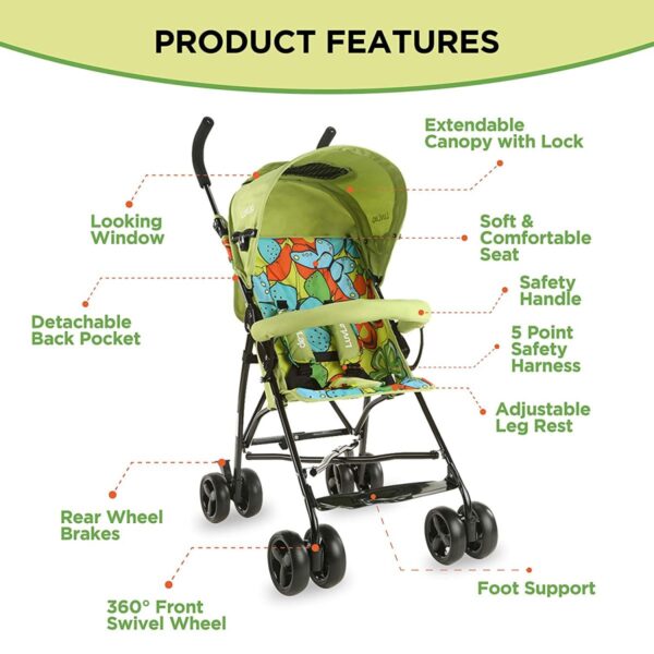 Tutti Frutti Baby Stroller Buggy (green) - Image 6