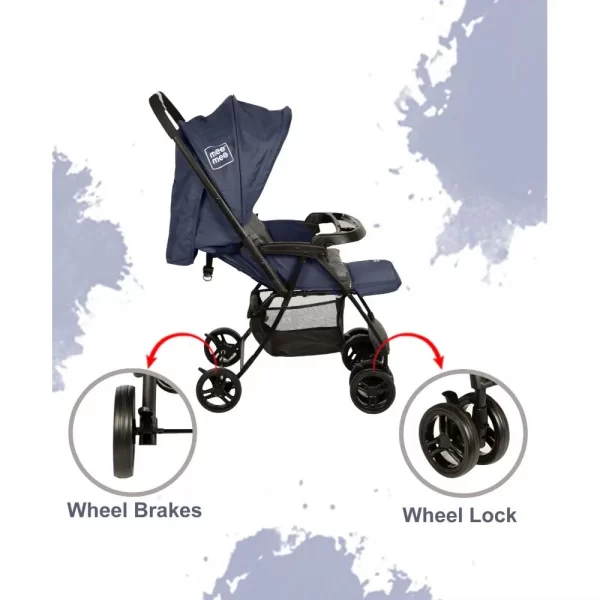 Mee Mee Easy To Push Baby Pram With Quick One-Hand Folding (dark blue) - Image 5