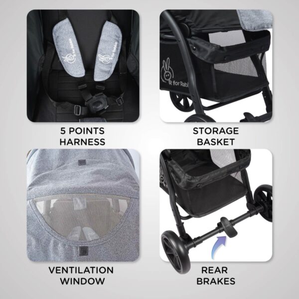 R For Rabbit – Falcon Flight Stroller (Grey Black) - Image 6