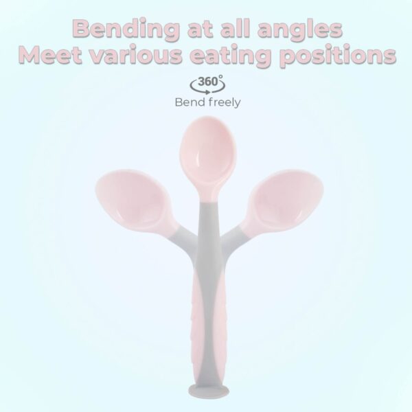 R For Rabbit – Safe Feed Flexi Spoon Set (Pink Grey) - Image 6