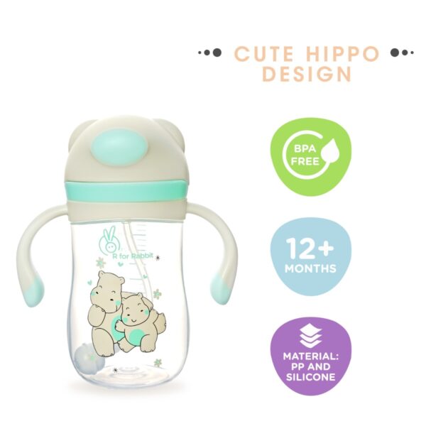 R For Rabbit – Hippo Baby Straw Sipper (Green) - Image 7