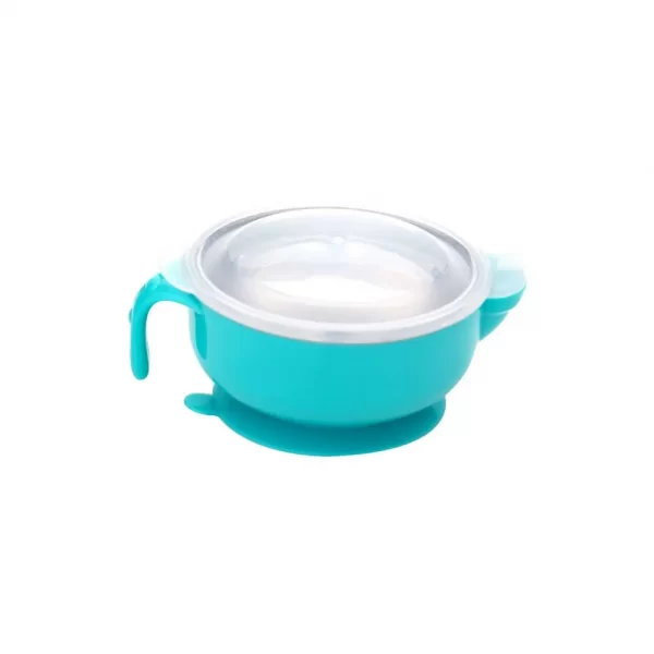 Mee Mee Stay Warm Baby Steel Bowl With Suction Base (Blue) - Image 2