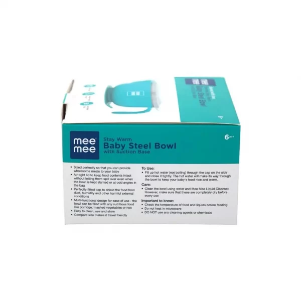 Mee Mee Stay Warm Baby Steel Bowl With Suction Base (Blue) - Image 6