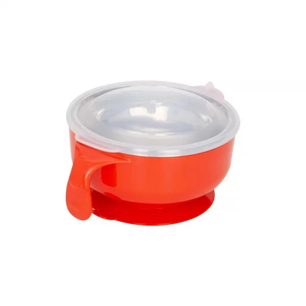 Mee Mee Stay Warm Baby Steel Bowl With Suction Base (Orange) - Image 2
