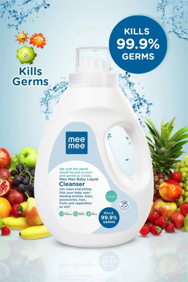 Mee Mee Anti-Bacterial Baby Liquid Cleanser For Fruits, Bottles, Accessories & Toys - 1.5L - Image 2