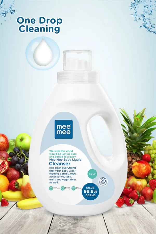 Mee Mee Anti-Bacterial Baby Liquid Cleanser For Fruits, Bottles, Accessories & Toys - 1.5L - Image 3