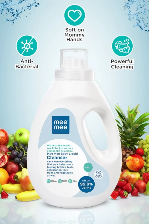 Mee Mee Anti-Bacterial Baby Liquid Cleanser For Fruits, Bottles, Accessories & Toys - 1.5L - Image 4
