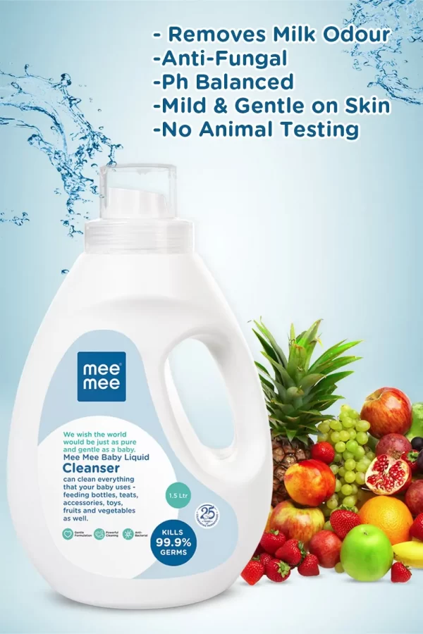 Mee Mee Anti-Bacterial Baby Liquid Cleanser For Fruits, Bottles, Accessories & Toys - 1.5L - Image 5