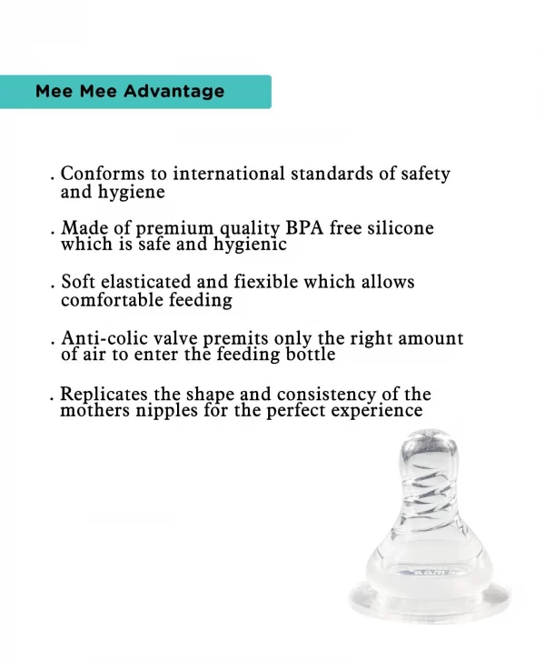 Mee Mee Anti-Colic Easy Flo Silicone Teat (Small) - Image 2