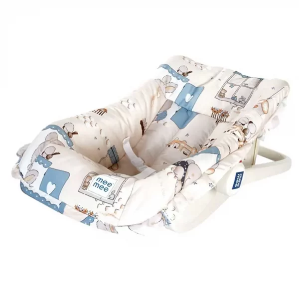 Mee Mee 5 In 1 Baby Cozy Carry Cot Cum Rocker (white printed) - Image 4