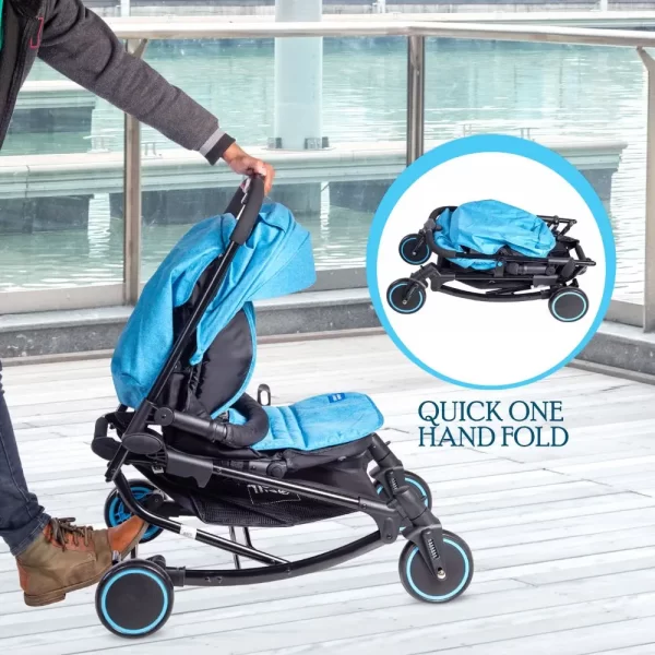 Mee Mee Premium Baby Pram With Rocker Function, Rotating Wheels & Adjustable Seat  (Blue) - Image 6