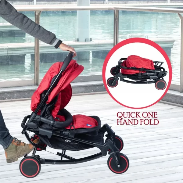 Mee Mee Premium Baby Pram With Rocker Function Rotating Wheels & Adjustable Seat  (red) - Image 5
