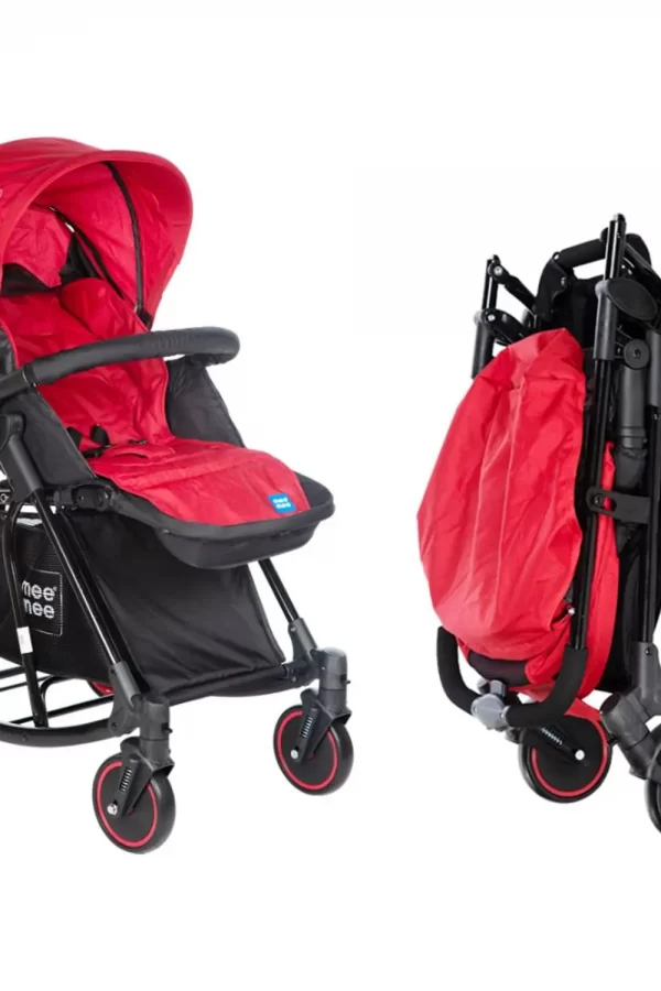 Mee Mee Premium Baby Pram With Rocker Function Rotating Wheels & Adjustable Seat  (red) - Image 7