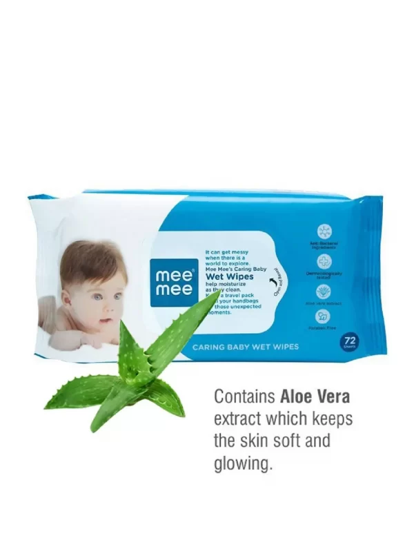 Mee Mee Caring Baby Wet Wipes With Aloe Vera (72 Pcs)