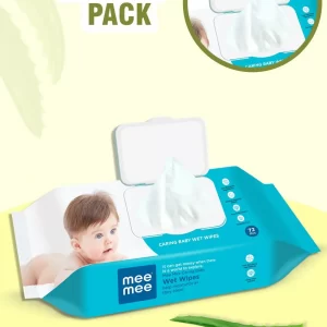 Mee Mee Caring Baby Wet Wipes With Lid, 72 Pcs (Aloe Vera, Pack Of 3)